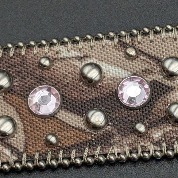 Western Belt Womens Medium Camo Leather Studs Pink Rhinestones Silvertoned Rodeo main image 12